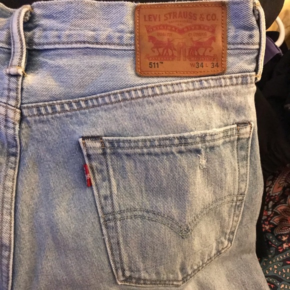 Levi's Mens size 34, 511 Slim-Fit Distressed, patch up Jeans - Picture 7 of 8